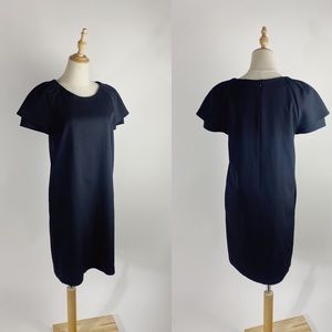 HACHE Designer Layered Short Sleeve Suiting Stretch Wool Shift Dress Women Med